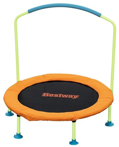 Bestway Trampolin Wonderjump Ø 91 x 96 cm, Pulverbeschichteter Stahlrahmen, Abnehmbarer Haltegriff, rutschfeste Füße, Einfache Montage, Kompaktes Design