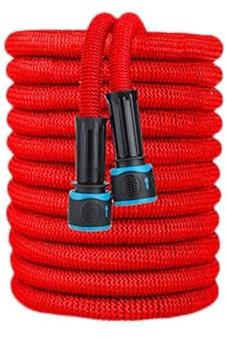 Gartenschlauch, erweiterbarer Gartenschlauch, Wasserschlauch, flexibler Wasserschlauch, Autowaschschlauch, Wasserpistole, Gartensprüher, Bewässerungsschlauch, Bewässerungswerkzeuge, Rot, 15 m