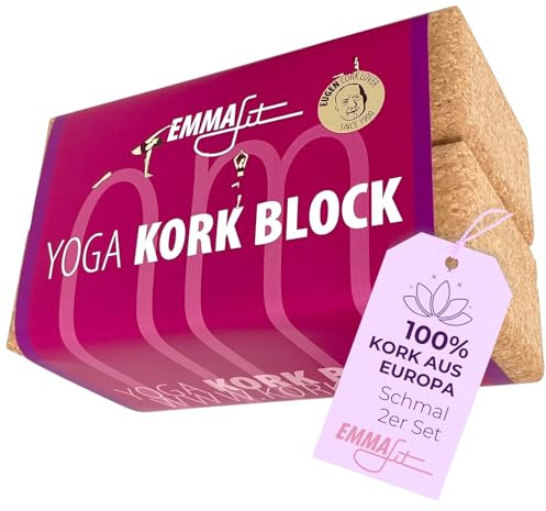 EMMAfit Kork Yoga Block Klassik I hochwertiger Yogablock aus Kork für Yoga-Übungen I hygienisch & umweltfreundlich I nachhaltiger & langlebiger Yoga Korkblock für bewusstes Yoga