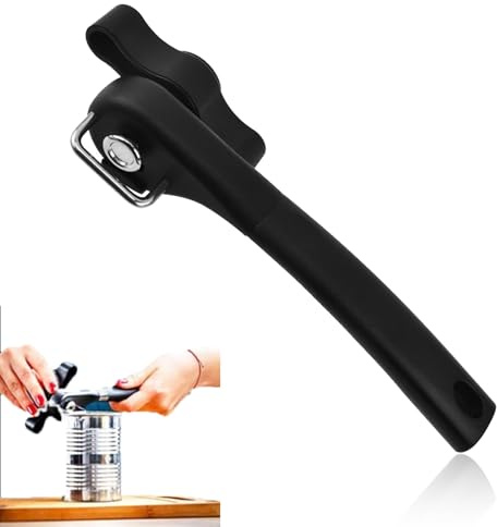 Dosenöffner, Sicherheitsdosenöffner, Dosenöffner Ohne Scharfe Kanten, Büchsenöffner, Manueller Dosenöffner, Geeignet für alle Arten von Lebensmitteln in Dosen, Schwarz