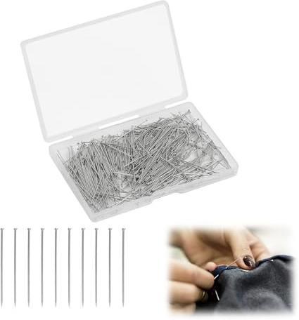 500 pcs Agujas de Cabeza Fina de Acero Inoxidable, Alfileres de Costura, Alfileres Rectos de Satén para Costura, Manualidades de Costura DIY Modista y Fabricación de Joyas(0.6 * 26mm)