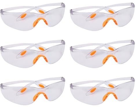 6 Pcs Safety Glasses for Work,Adult Safety Goggles,Clear Eye Protection Glasses,Protective Goggles,Anti Dust/Mist/Wind,Protective Equipment Security Glasses for Construction Laboratory Chemicals