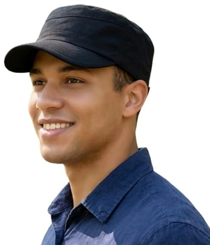 HIQIU Military Cap Herren Sommer Dünn Army Cap Flat Militär Cadet Hut