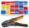 Insulated Crimping Tools, 0.5-1.5/1.5-2.5/4-6mm²(A.W.G. 20-10) Crimping Tool, with 370pcs terminals. Suits Electrical Wiring Repair, Car, Van, Motorbike etc，Wire Terminals Crimping Tool Kit