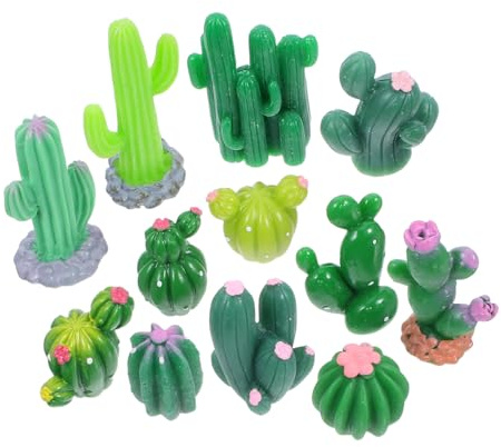 Alipis 12pièces Mini Décoration De Bureau Cactus Statue De Micro-Paysage Adorable Décoration De Jardinage Ornements Résine pour Maison Et Voiture