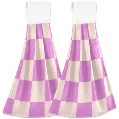 miaozhen Pink Magenta Checker kitchen towels decorative childs washcloths 2 Pack toalla de mano