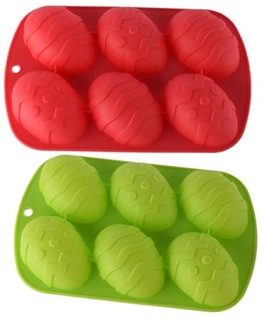 JECOMPRIS 2pcs Silicone Easter Egg Molds Food Grade Egg Shape Molds for Candy Cookie Making Reusable Kitchen Gadget for Creative Baking Fun