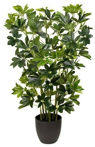 GreenBrokers Artificial Schefflera Umbrella Plant in Black Pot 95cm/3ft