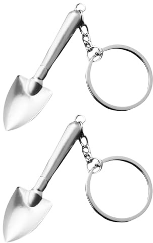 2 st silver mini spade verktyg nyckelring, spade nyckelring hänge, skiftnyckel nyckelringsnyckel, nyhetsspade reparationsverktyg, multiverktyg nyckelringar present till män kvinnor