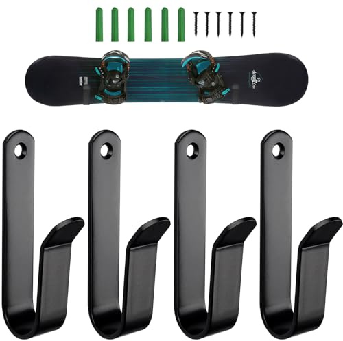 LIAVOP 4 Piezas de Soporte de Pared para monopatín, Soporte Negro para Tabla de Snowboard con Tornillos de fijación para monopatín, Longboard, esquís, Soporte de Pared para Guardar