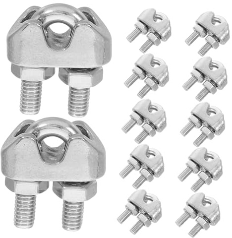 Sosoport 12 piezas Abrazaderas de Acero Inoxidable para Cable de Clip de Cuerda de Alambre con Tornillo U Fijación Segura para Anuncios Tiendas y Cables Fácil Instalación