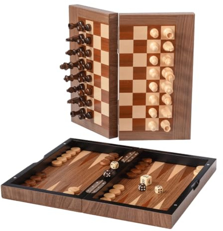HOLZ-LEUTE Backgammon/Schach Nussbaum KH 63 mm FM 30 mm