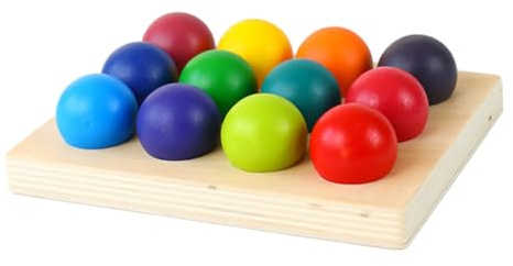 YARNOW Farbzuordnung Lernspiel Holzspielzeug aus Stabilem Holz mit 12 Bunten Bausteinen Montessori Regenbogen Sortierbrett für Kleinkinder zur der Hand Augen Koordination und Frühen