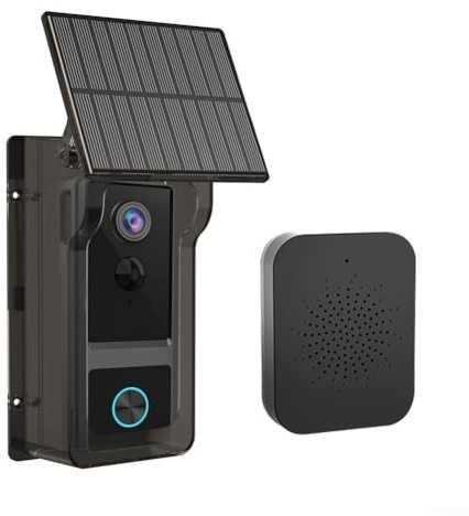 Cámara Timbre Con Cubierta Solar, Videoportero Inalámbrico Para Tuya, Detección De Movimiento PIR, IP65 Impermeable, Visión Nocturna