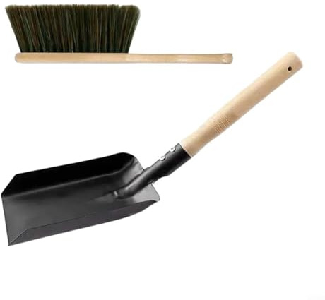 Metall-Kohle-Schaufel und Besen, Set mit Schaufel und Kehrschaufel für effizientes Sammeln von Kohle, Asche, Staub, Gartenabfällen
