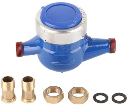 Haofy Trockenwasserzähler für den Heimgebrauch Im Garten, Kaltwasserzähler mit Integriertem Filtersieb, 15 Mm, ABS + Messing + Stahl