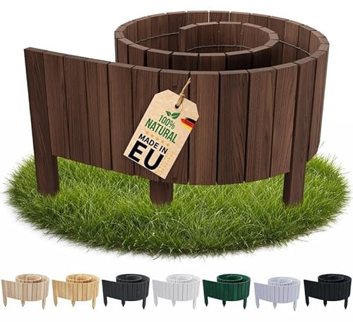 Floranica Bordure de Jardin en Bois 30 x 200 cm Brun foncé Bordurette de Pelouse Palissade de Gazon Flexible Rollborder
