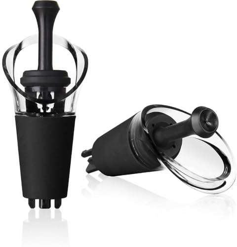 Vacu Vin Weinservierer & Stopper Set - Tropffreies Weinausgießen & Luftdichter Flaschenverschluss - Elegantes Weinzubehör