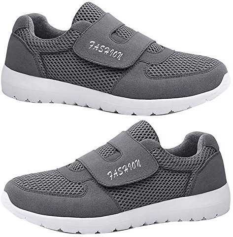 Porfeet Hommes Baskets, Hommes Maille Respirant sans Lacet Baskets Antidérapantes Course à Pied Chaussures De Plein Air Gris 42