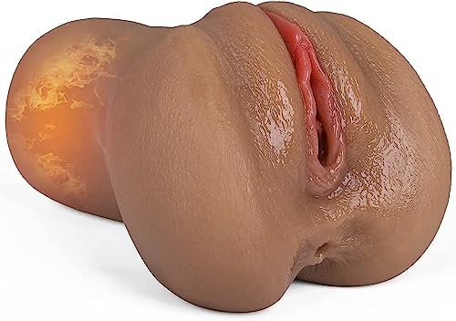 880g Heating Pocket Pussy Male Masturbator Mastuabors Sex Toys with 3D Vagina & Tight Anus Sex Stroker Realistic Toys4Men UK Toys Adult Men Masturberbate Cup - Brown