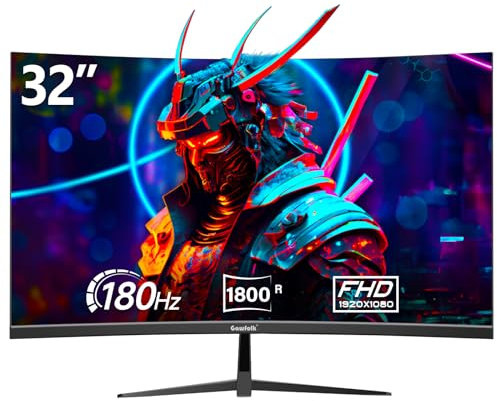 Gawfolk 32 inch Gaming Monitor, 165HZ/180HZ Curved Computer Screen, Full HD 1920x1080p PC Monitors for Home, Office and Dormitory, 100 * 100mm Wall-Mounted