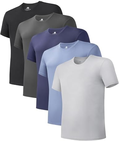 DAVID ARCHY Men's Undershirts 5 Pack Soft Comfy Bamboo Rayon Undershirts Breathable Tees Crewneck Underwear Shirts