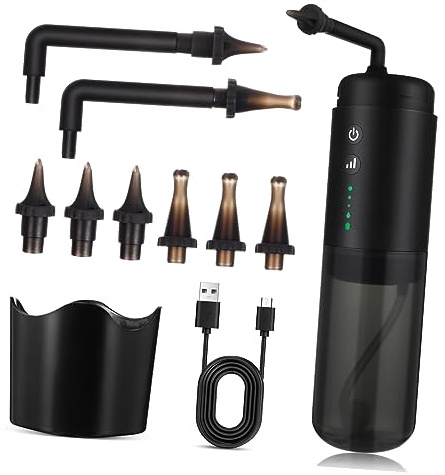 Healeved Pulitore Automatico delle Orecchie Elettrico Ugelli di Ricambio, Kit di Lavaggio Auricolare Sicuro e Intelligente, Dispositivo Compatto per Rimozione Cerume a Casa in Viaggio