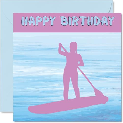 Stuff4 Sport-Geburtstagskarte für Frauen und Mädchen – Paddleboard-Geburtstagskarte für Freundin, Schwester, Tochter, Nichte, Teamkollegen, 145 mm Sportler-Grußkarten