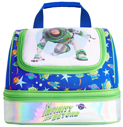 Get Trend Disney Toy Story Borsa Termica Porta Pranzo Bambini, Buzz Lightyear Porta Merenda Isolata con Doppio Scomparto per Scuola, Picnic e Viaggi, Idea Regalo (Verde Buzz)