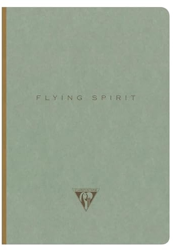 Clairefontaine - 107546C - A Flying Spirit Softcover Notebook - 192 Lined Pages 90g Ivory Paper, Green Grey hardback Cover - 5 Designs, Random delivery
