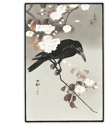 Krähe & Kirschblüten Rückenaufnäher | Groß Japanische Vogel Kunst Rückenpatch für Jacke & Weste | Vintage Japanese Art Backpatch zum Aufnähen oder Aufbügeln | Back Patches von Concrete Schoolyard