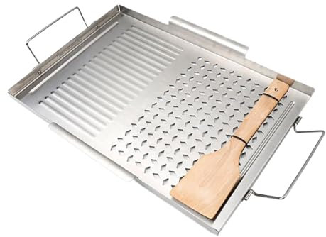 Saibunratus Gjutjärnsgrill – grillplatta | köksredskap i rostfritt stål för inomhus, grillverktyg med handtag