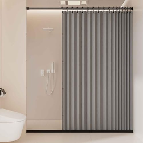 YWQJL Falttürvorhang,Mit Teleskopstange,Magnetischer Türvorhang mit Verdunkelung, Faltbarer Raumteiler für Bad/Schlafzimmer/Wohnzimmer, Akkordeon-Design(01,W240*H200)