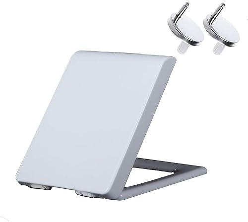 JNTFNE Asiento de Inodoro Cuadrado, Engrosado, Universal, de PP, con bisagras Ajustables de Cierre Suave y liberación rápida para una fácil instalación y Limpieza, Blanco, 35 x 45 cm