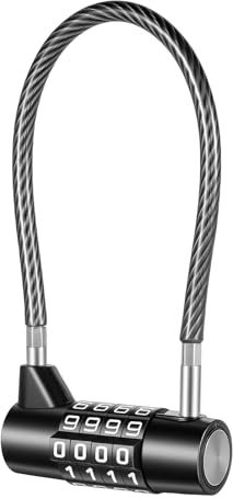 Candado de cable de 4 dígitos con combinación, acero de aleación de zinc de 7 pulgadas, bloqueo de cable para taquillas, gimnasio, caja de herramientas, estuche, gabinete