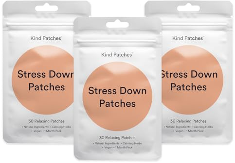 Kind Patches | Stress Down Patches | Stress & Anxiety Support | Botanical Plant-Based Formula with Calming Herbs, Green Tea, Vitamin B Complex & Ashwagandha | 90 Vegan Patches, 3 Months Supply
