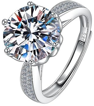 Anelli di fidanzamento regolabili in moissanite da 5 ct for donne D Colore VVS1 in argento sterling 925 con diamanti Fedi nuziali in donna certificato