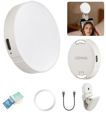 GODOX Litemons LR15Bi Magnetica Luce Selfie LED Ring Light, 2800K-6500K Anello Luce con Clip, 5 Luminosità Regolabile, Illuminazione in Uscita Continua per Telefono Laptop Vlog Trucco Streaming Live