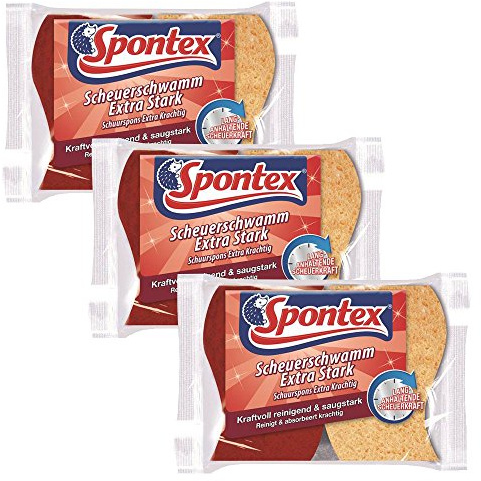 Spontex Scheuerschwamm - extra stark - ideal für robuste Oberflächen, Töpfe und Pfannen - 3er Set