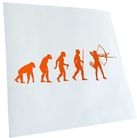 Kiwistar - Autoaufkleber - Bogenschießen Evolution - orange - 20x7cm - Heckscheibe Auto Aufkleber wetterfest für Kfz LKW Mofa Truck - Sticker außen selbstklebend Tuning Zubehör für Fenster Fahrzeug