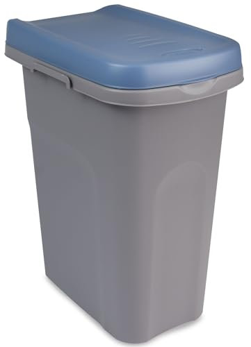 #11 15L Mülleimer blau Deckel Recycling Mülltrennung Abfalleimer Abfallbehälter Müll Küche rechteckig Abfallsammler 15 Liter Kunststoff Eimer Mülltonne Schmal Müllsackhalterung Abfall Papierkorb