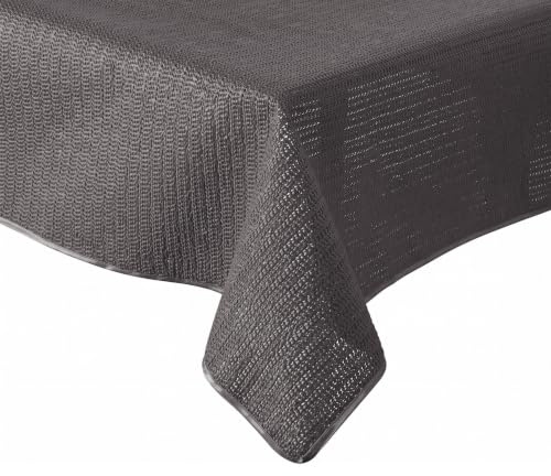 Tischdecke Outdoor Wetterfest, rutschfest & UV-Beständig in 7 Farben - Weichschaum PVC Tischdecke Abwaschbar & Waschbar bei 30°C - Gartentischdecke Rechteckig 110x140 cm Dunkelgrau