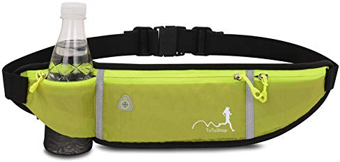TuTuShop leichter Laufgürtel, leicht, verstellbar, mit elastischem Band, Laufhüfttasche, Handytasche, Zubehör für iPhone, Samsung, Workout-Bauchtasche für Herren/Damen, Grün