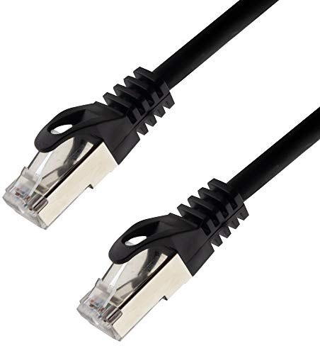 Cable de red S/FTP PIMF Cat. 7, 2,00 m, negro, cable de conexión Gigabit Ethernet, LAN DSL, cable CAT7