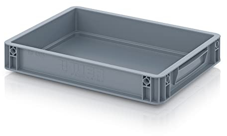 Auer Euro Contenedor EG 43/75 asas cerradas caja apilable 40 x 30 x 7,5 cm caja de plástico 6,9 litros | contenedor de la Comisión estable | caja de almacenamiento y transporte |