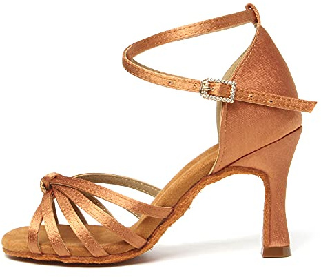 RUYBOZRY Scarpe da Ballo Latino Donna Standard Scarpe da Ballo Salsa da Sala,801QB-Marrone-8.5,EU 36