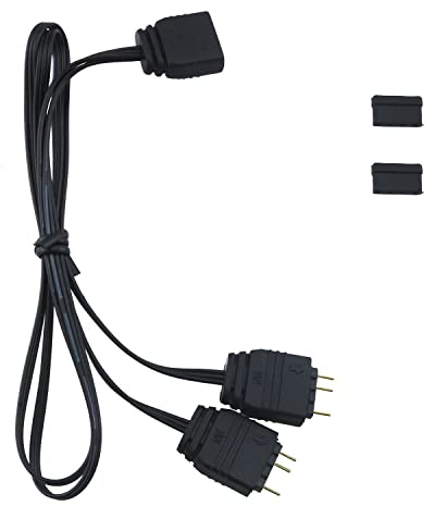 ARGB Splitter Cable ZCZQC 33.5cm/13.19inch 5V 1 Female to 2 Male 3 Pin ARGB Extension Cable for Computer Chassis, CPU Cooler and 5v ARGB Fan