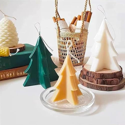 3D Silikon Kerzenform Zum Gießform Weihnachten,Weihnachtsbäume Kerzengießformen,DIY Silikonform Weihnachten,Fondant Silikonformen Kerzengießform Weihnachten Deko (B,Groß)