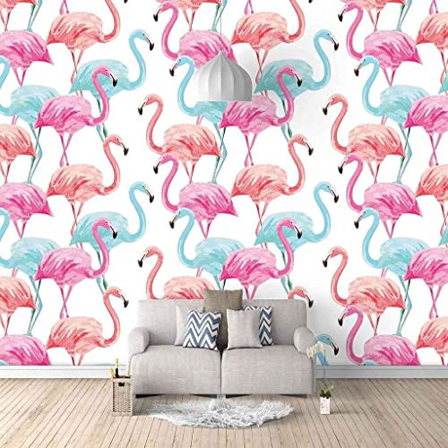 3D Selbstklebende Leinwandtapete Großes Wandbild Fototapete Rosa Tierischer Flamingo Poster-Tapete, Dekoratives Wandbild, Heimdekoration Für Teenager-Schlafsaal, Jungen-Mädchen-Zimmer 400 x 280 cm