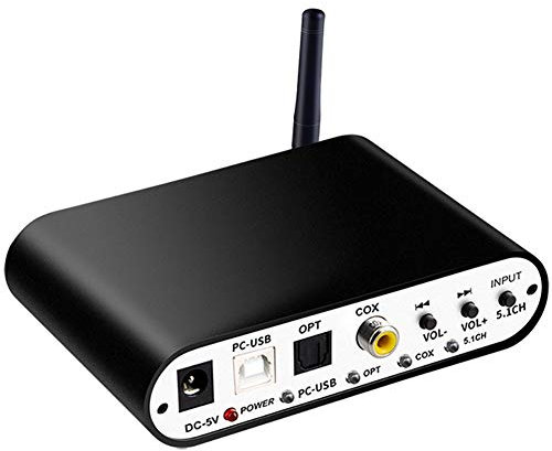 Decodificador de Audio, decodificador de Audio de 5.1 Canales, Receptor Bluetooth 5.0 Adaptador de Audio inalámbrico DAC Coaxial óptico AUX Disco USB Play DAC DTS AC3 FLAC